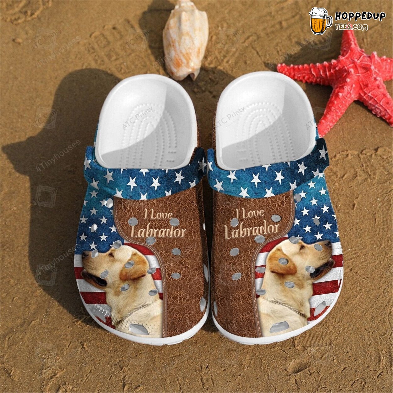 Love Labrador USA 4th July American Flag Themed Children Clogs Shoes