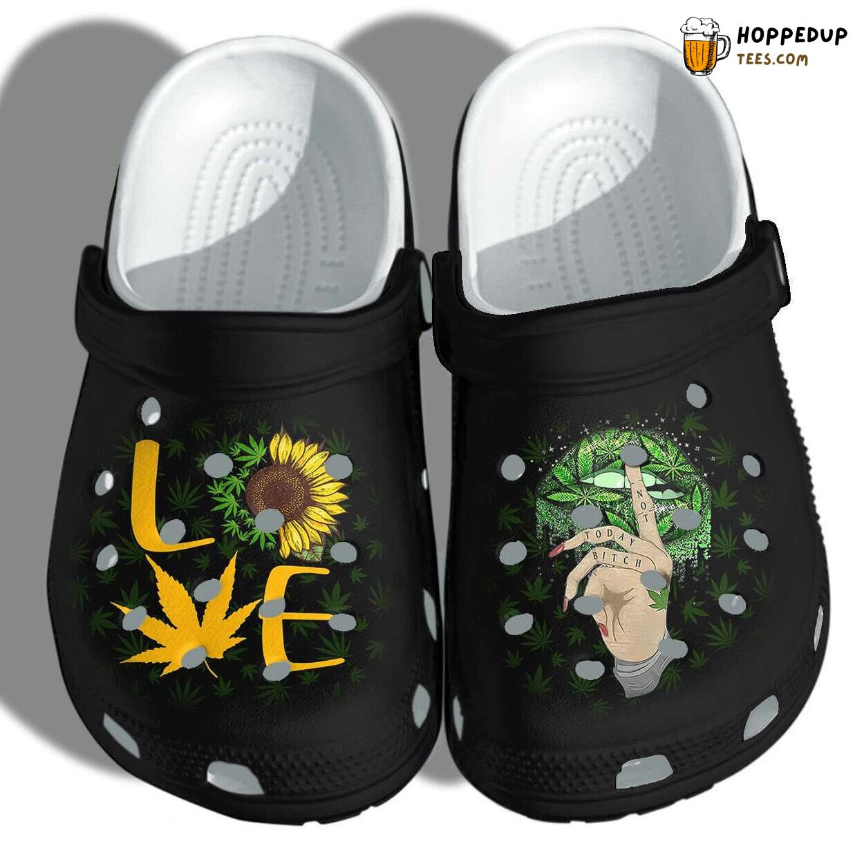 Love Sunflower Weed Funny Shut Up Lip Not Today Theme Clogs
