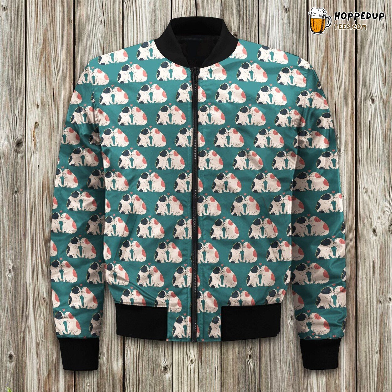Lovely Bull Dog Couple Kiss For Dog Lover Bomber Jacket