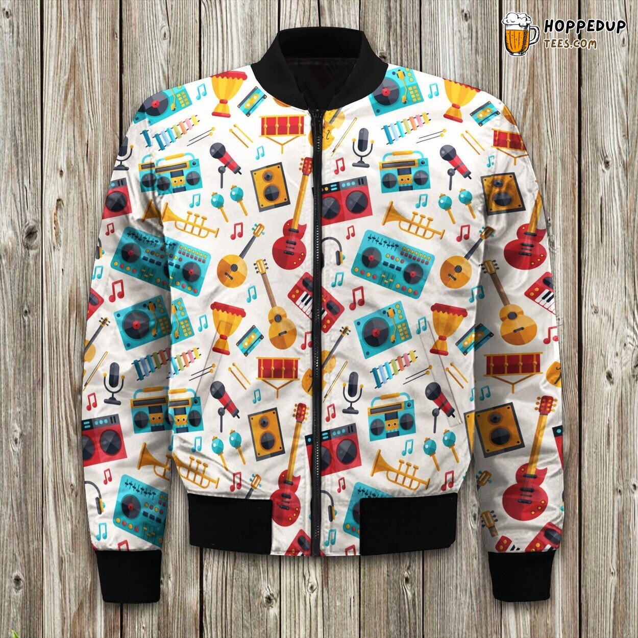 Lovely Colorful Music Instruments Bomber Jacket