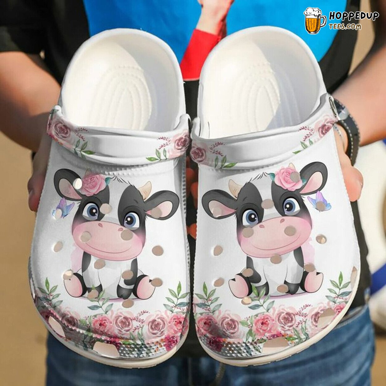 Lovely Cow Floral Lover Gift Themed Comfortable Rubber Clog Shoes