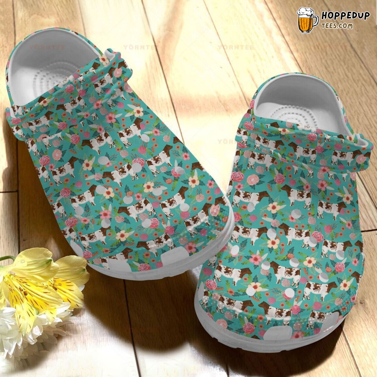 Lovely Cow Themed Rubber Clog Shoes Comfy Footwear for Animal Enthusiasts