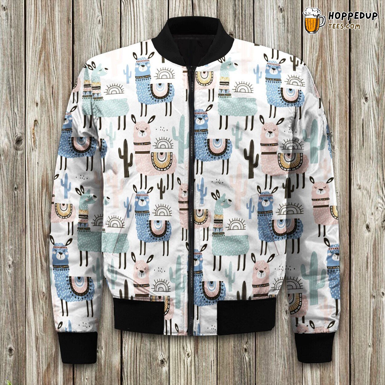 Lovely Drawing Llama Bomber Jacket