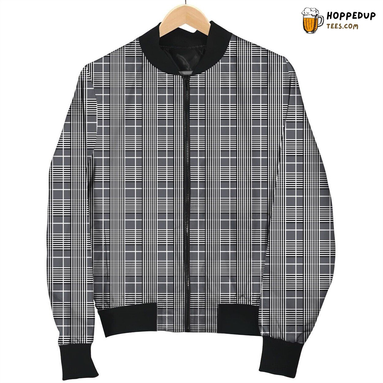 Lovely Grey Black Tartan Winter Jacket Bomber Unique Collection Design