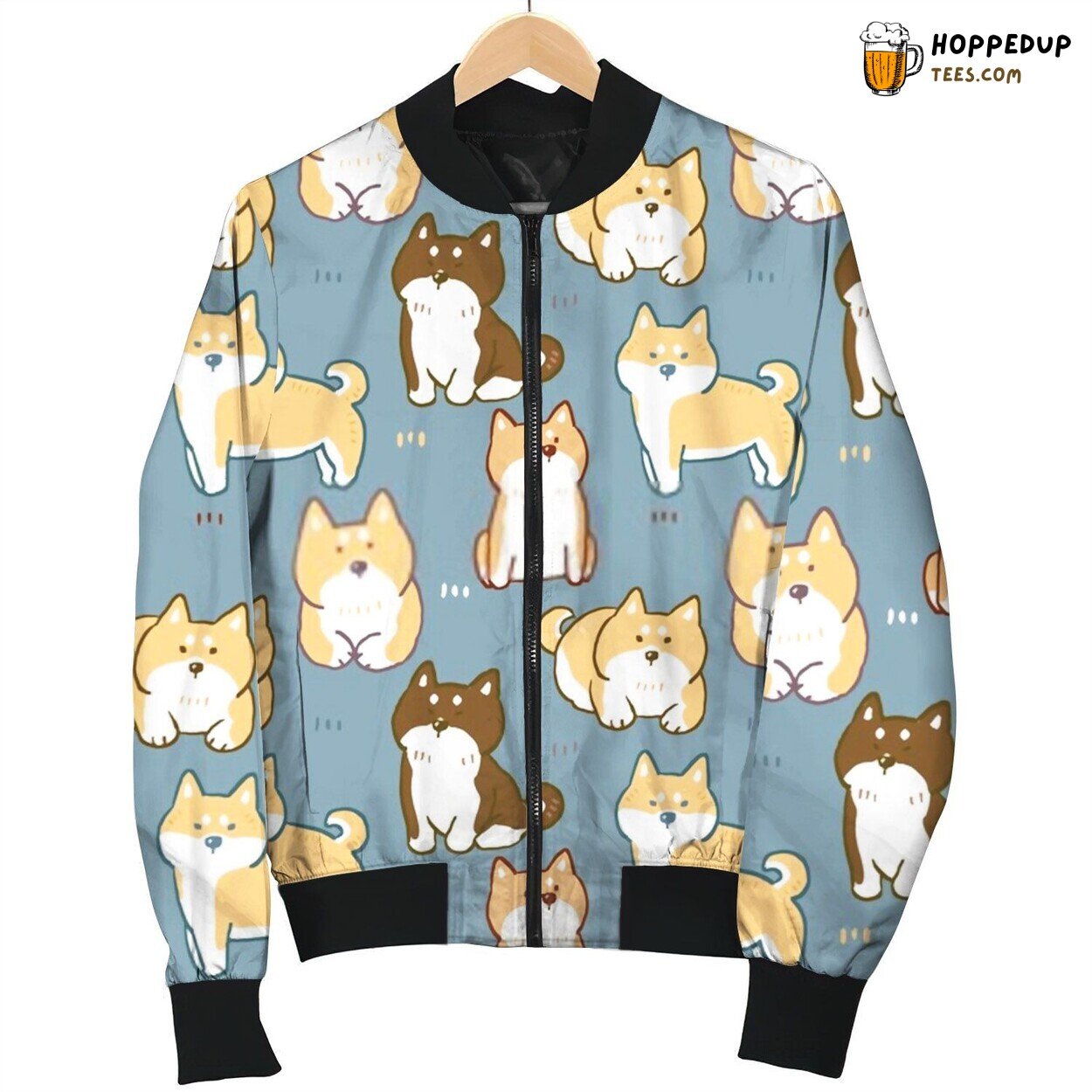 Lovely Hand Drawn Cute Shiba Inu Bomber Jacket