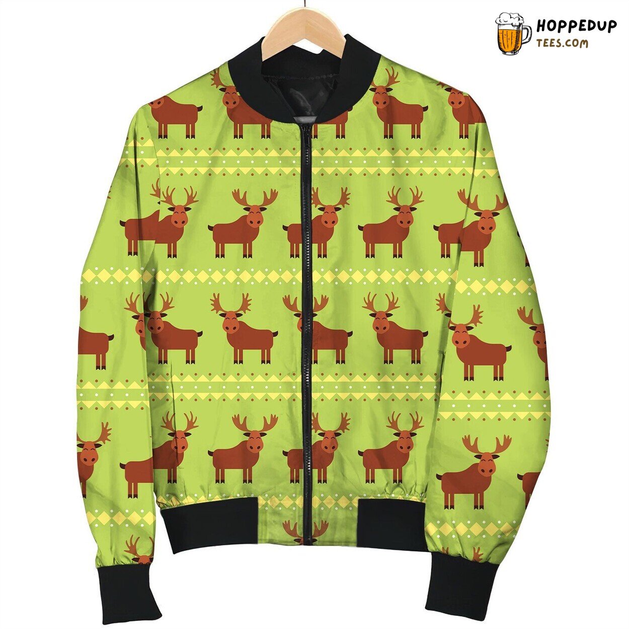 Lovely Happy Smile Face Moose Line Bomber Jacket