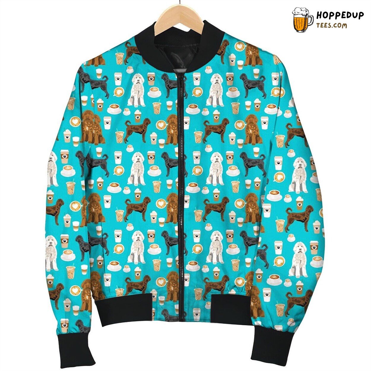 Lovely Labradoodle Coffee Dog Bomber Jacket