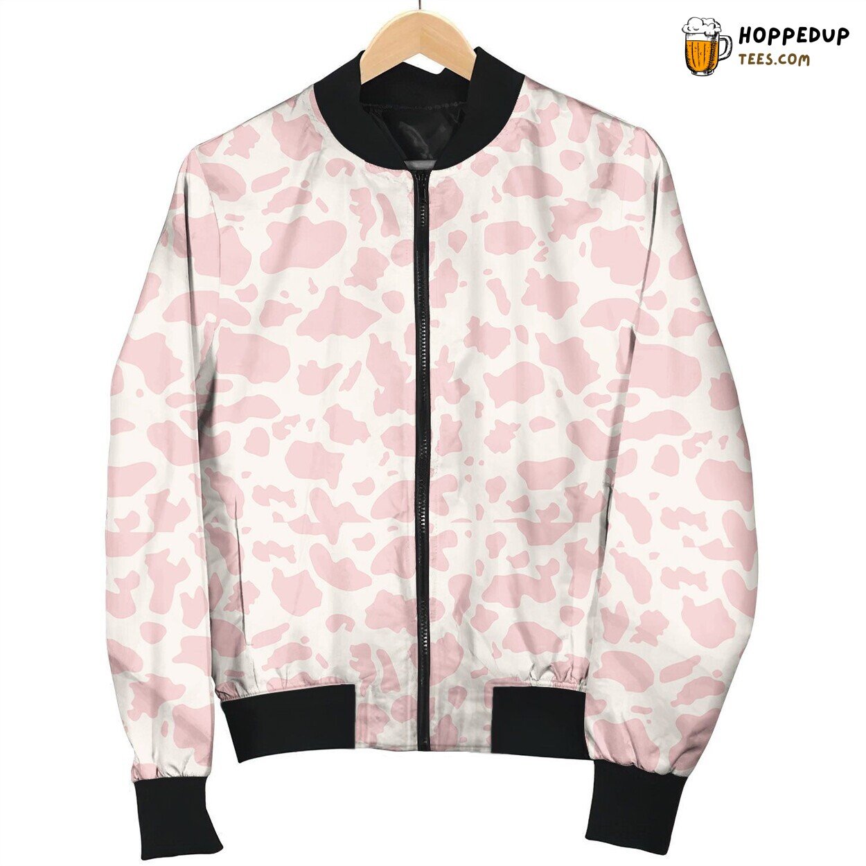 Lovely Pink Cow Spot Pattern Bomber Jacket