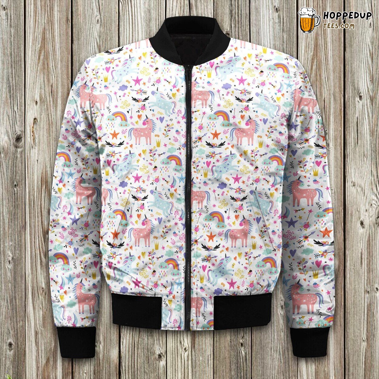Lovely Unicorn Heart Affection Winter Bomber Jacket Fantasy Romance