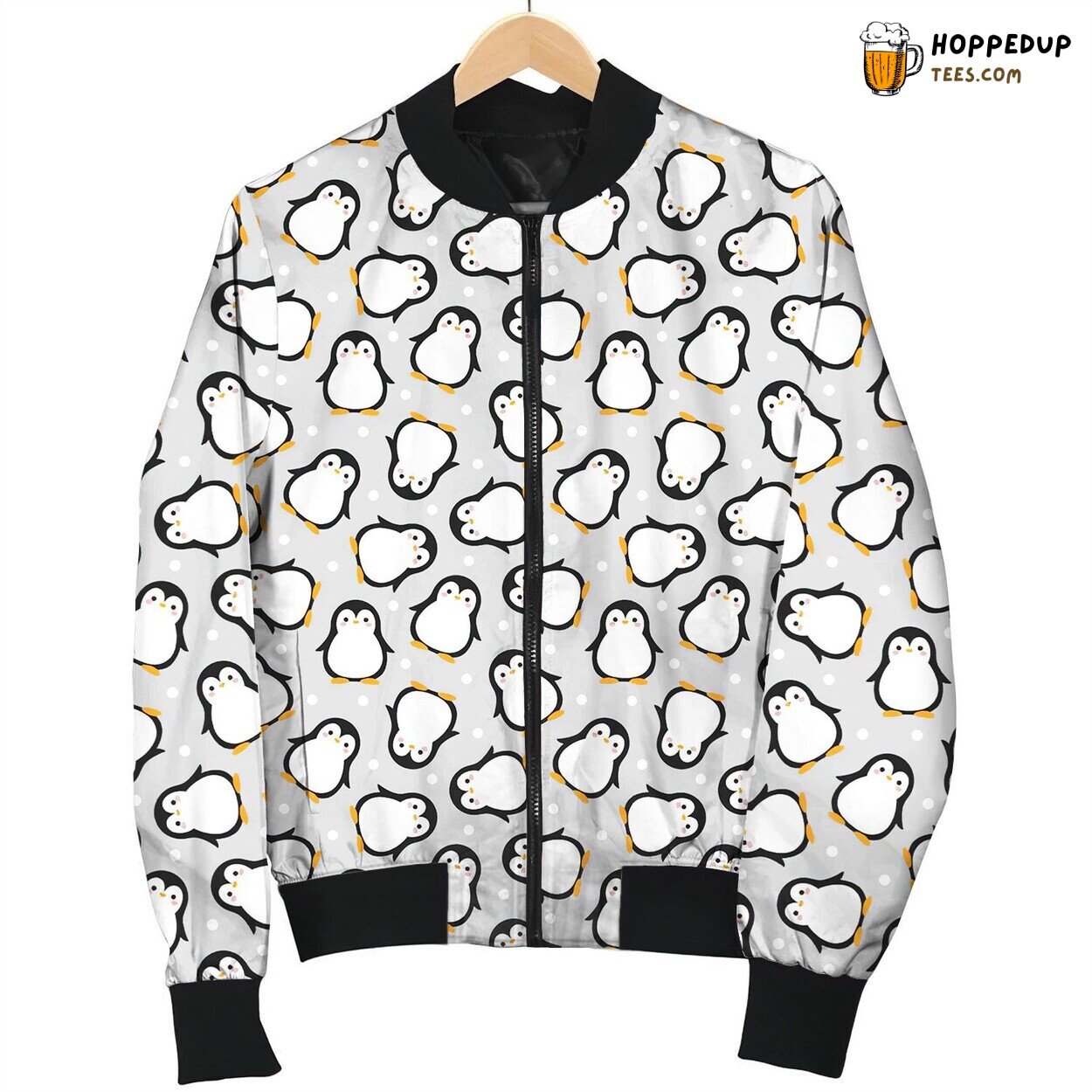 Lovely Winter Penguin And Polka Dot Bomber Jacket