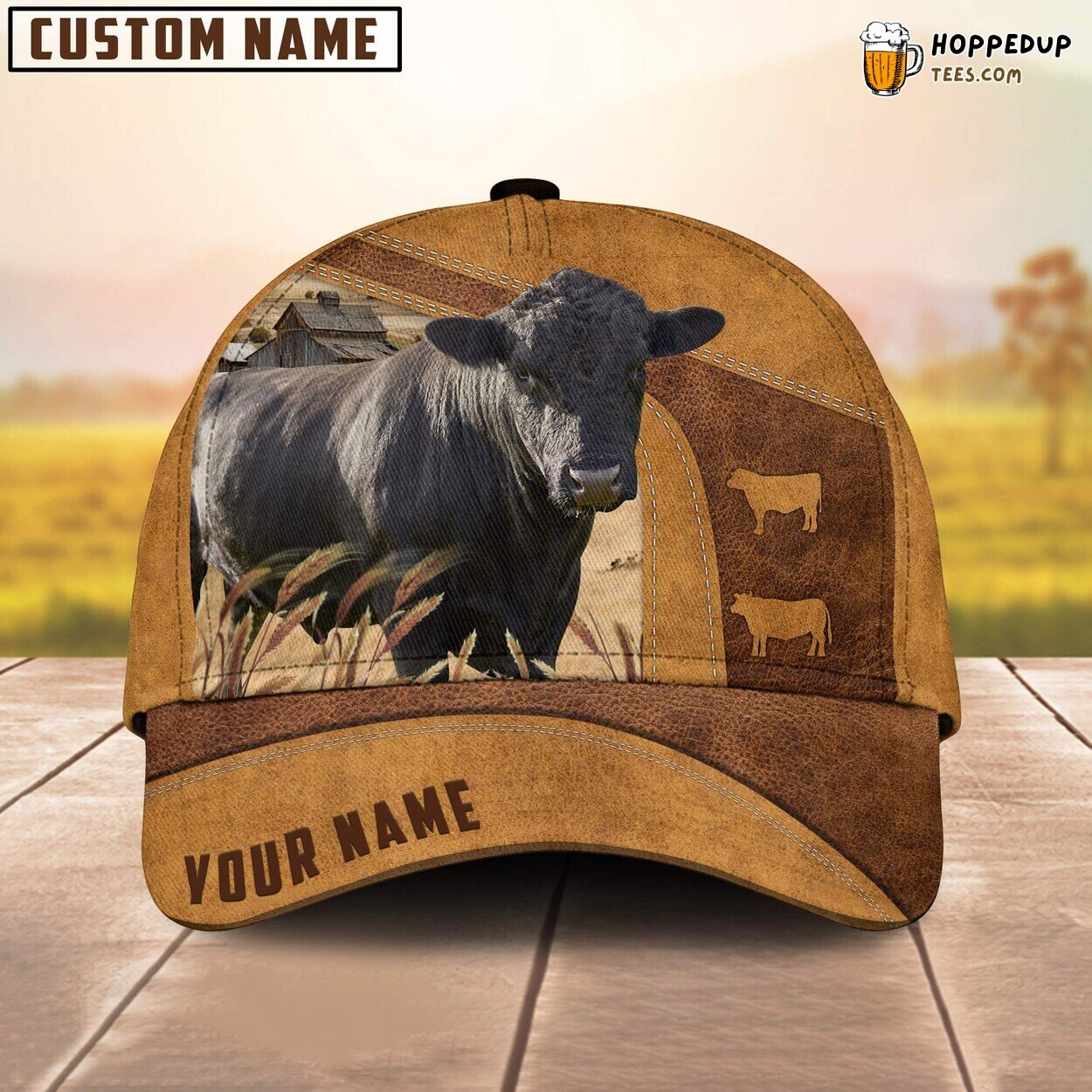 Lowline Angus Custom Cap 3D Print Farm Lovers Leather Animal Design