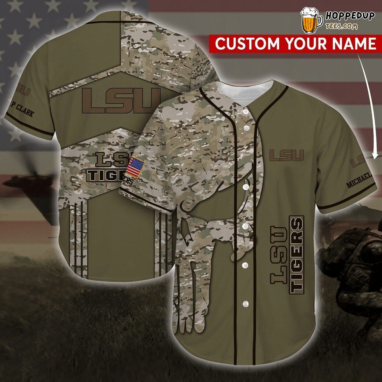 LSU Tigers Camo Baseball Jersey Unique Personalized Edition Shirt Design