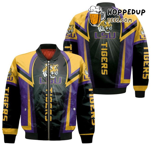 LSU Tigers NCAA Fan Black Gold Lux Bomber Jacket Statement