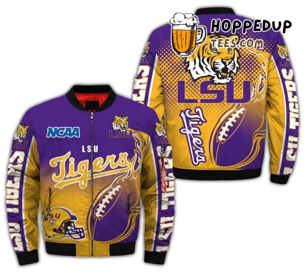 LSU Tigers NCAA Regal Purple Gold Bomber Jacket Fanwear Line