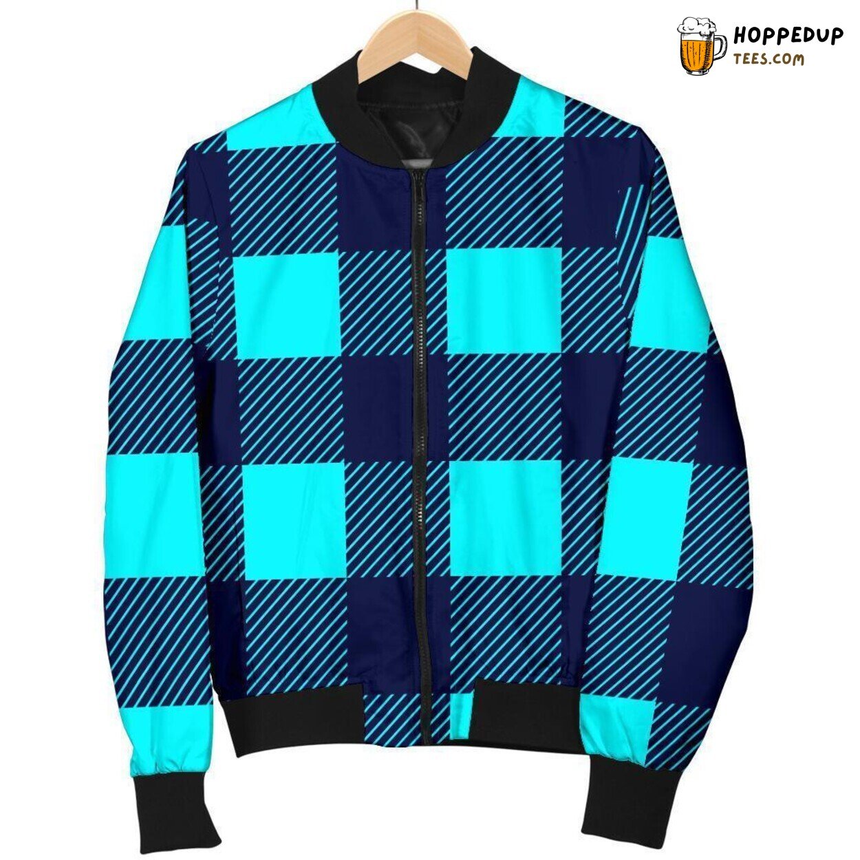 Lumberjack in Classic Blue Men’s Bomber Jacket Distinct Pattern Design Art Lumberjack in Classic Blue Men’s Bomber Jacket Distinct Pattern Design Art
