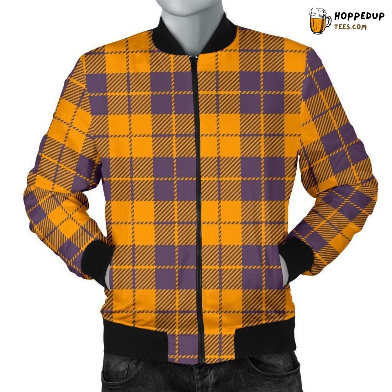 Lumberjack in Striking Yellow Men’s Bomber Jacket Unique Pattern Design Art