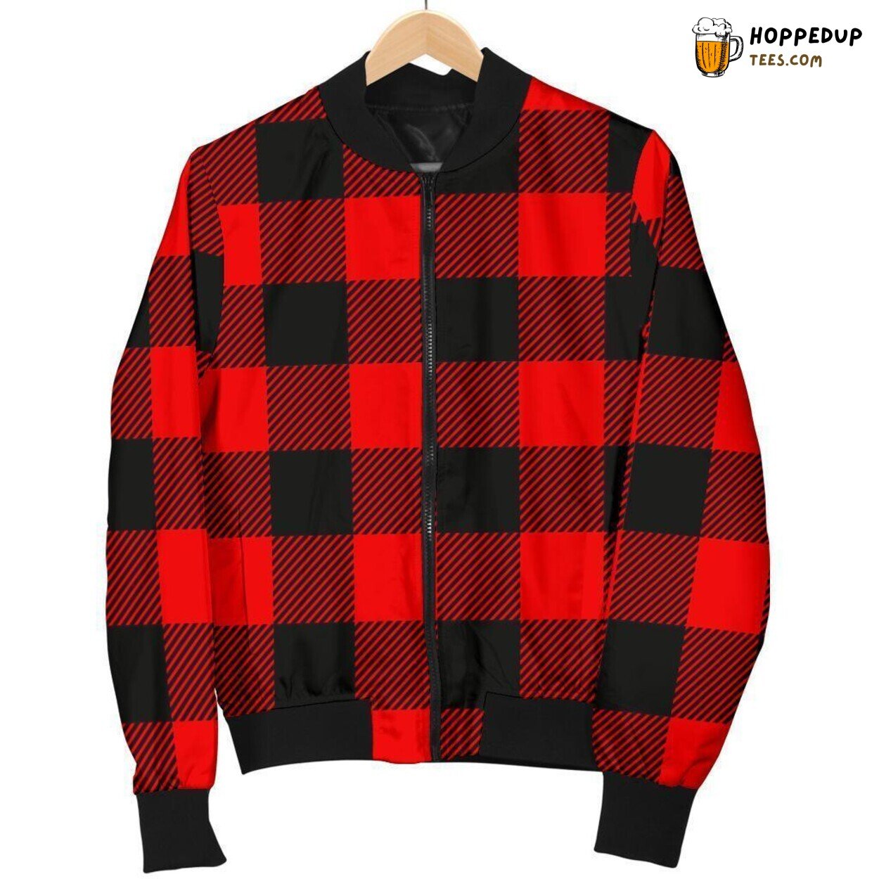 Lumberjack Red Flannel Inspired Men’s Bomber Jacket Pattern Design Display