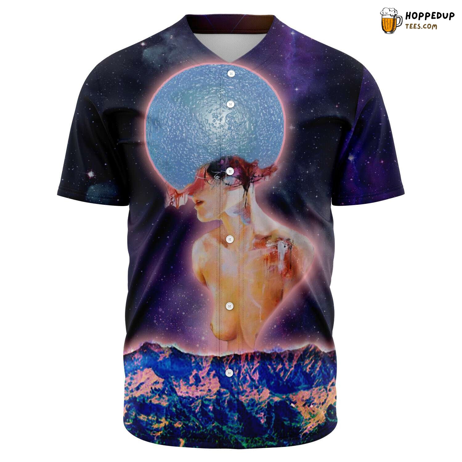 Lunar Queen Rising Celestial 3D Print Baseball Jersey Moon Goddess