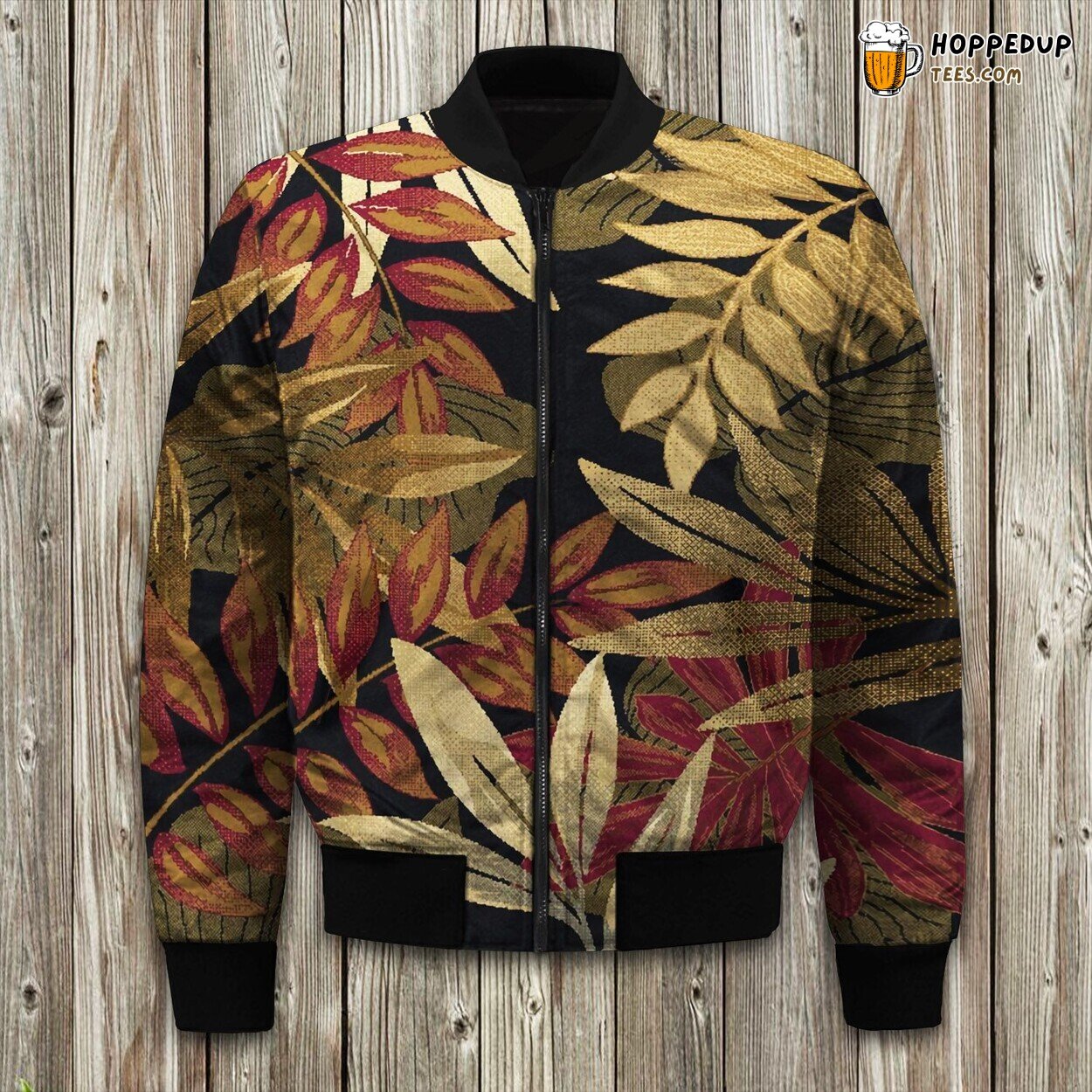 Lush Tropical Print Winter Bomber Jacket Island Paradise Fashion Touch