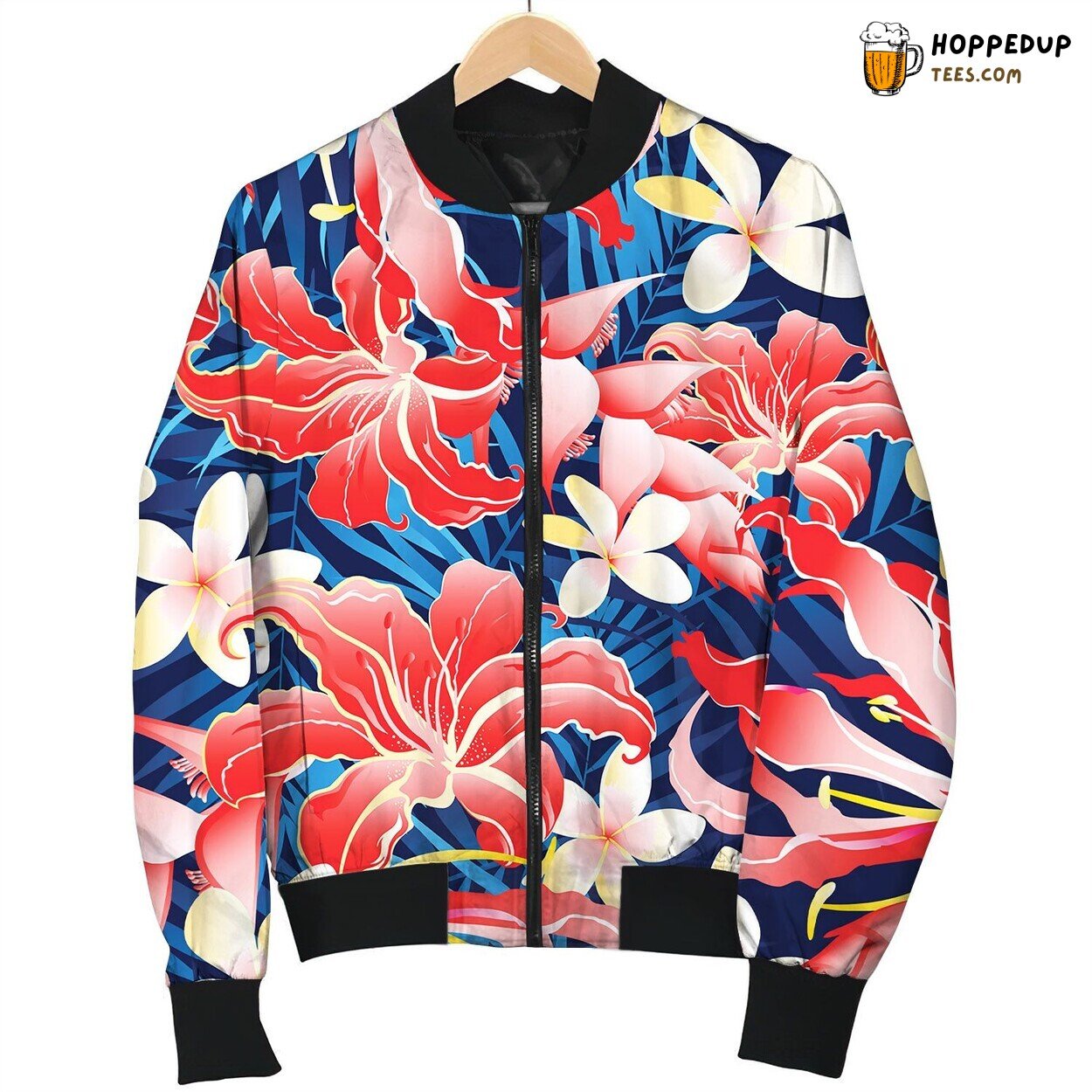 Lush Yellow And Red Tropical Seamless Pattern Bomber Jacket