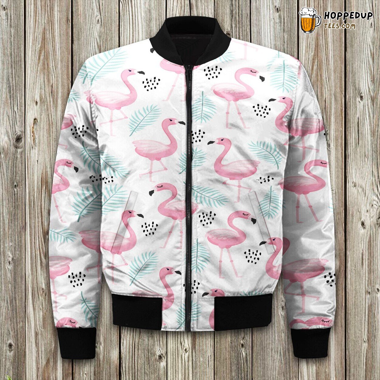 Luxurious Pink Flamingo Winter Bomber Jacket Padded Warmth Quality Cute