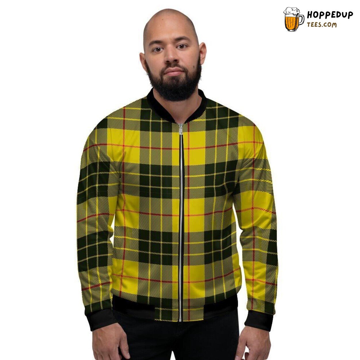 MacLeod Yellow Plaid Tartan Men’s Bomber Jacket Traditional Classic Design Wear