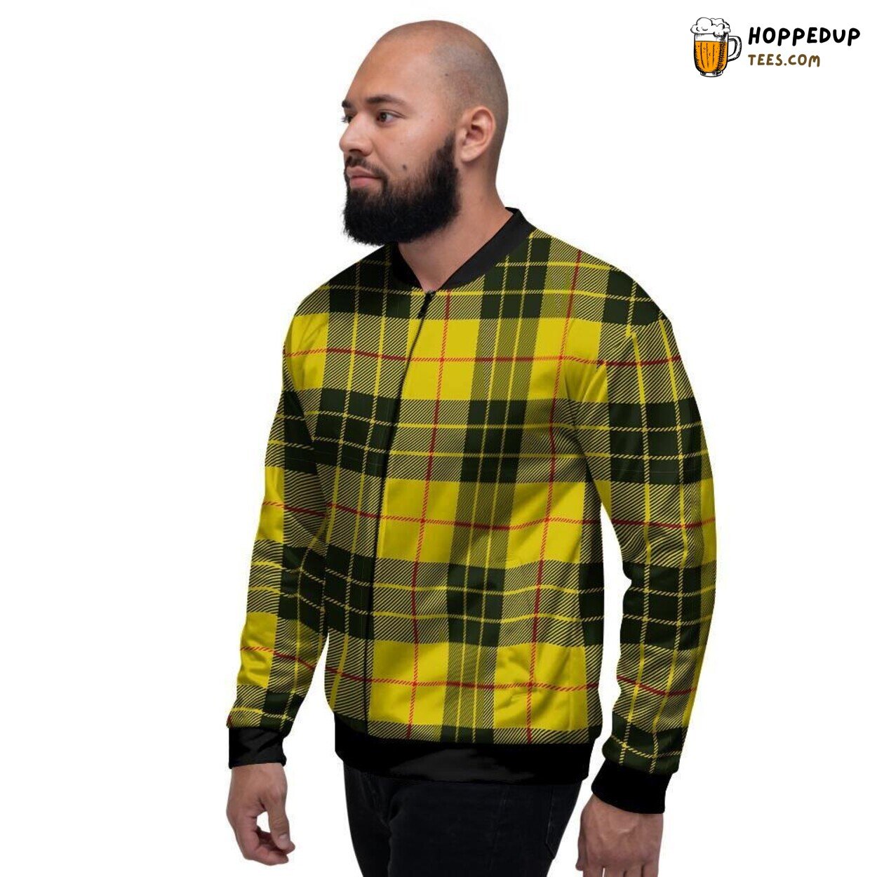 MacLeod Yellow Plaid Tartan Men’s Bomber Jacket Traditional Classic Design Wear