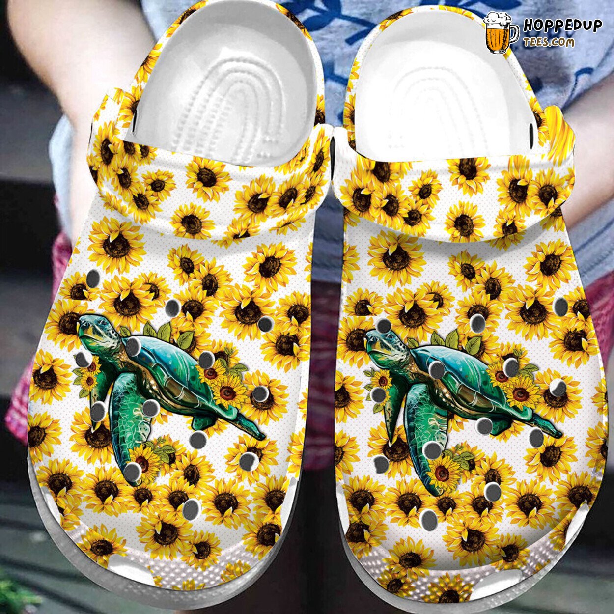 Magic Turtle Sunflower Artistic Design Clogs Comfortable Nature Shoes