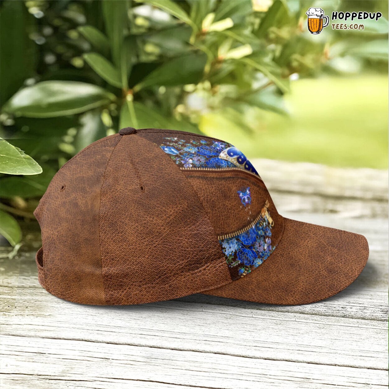 Magical Butterfly Amidst Lilac Flowers Leather Style Baseball Cap