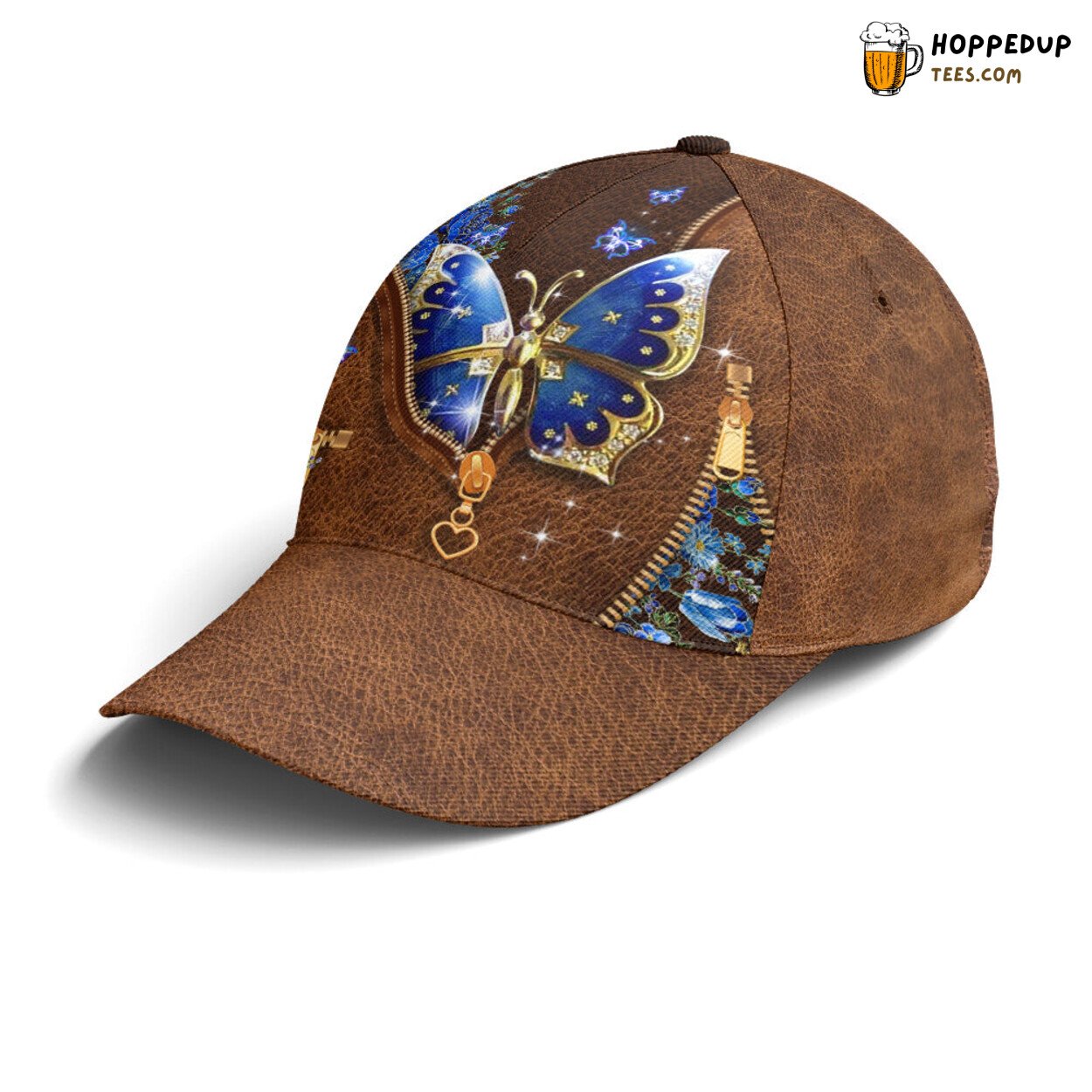 Magical Butterfly Amidst Lilac Flowers Leather Style Baseball Cap