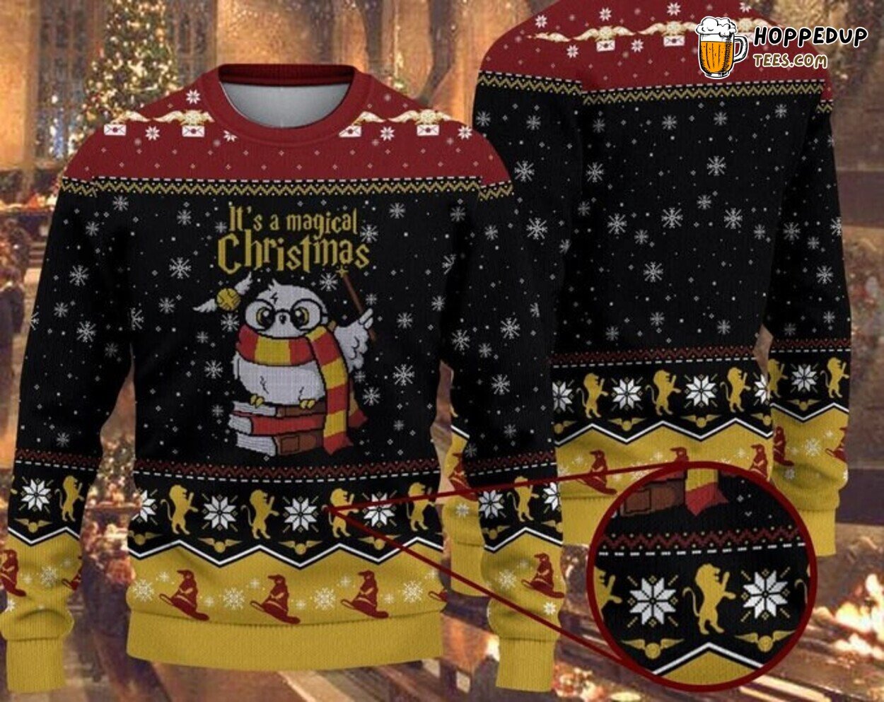 Magical Christmas Harry Ugly Sweater Hedwig Inspired Knitted Xmas