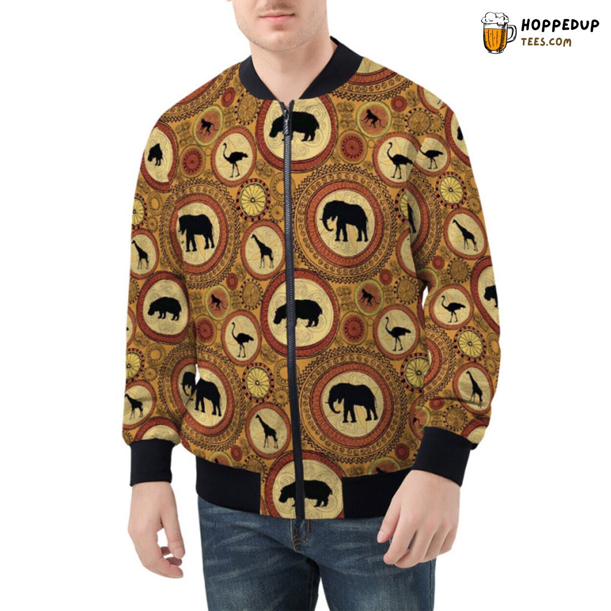Majestic African Wildlife Portraits Enriching Bomber Jacket