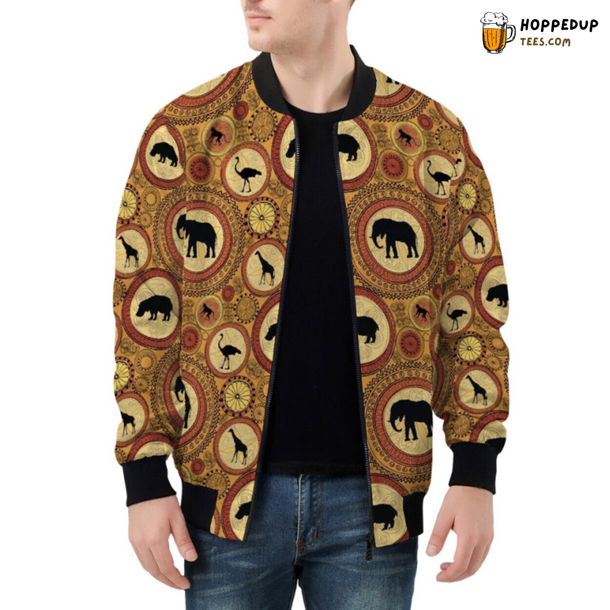 Majestic African Wildlife Portraits Enriching Bomber Jacket
