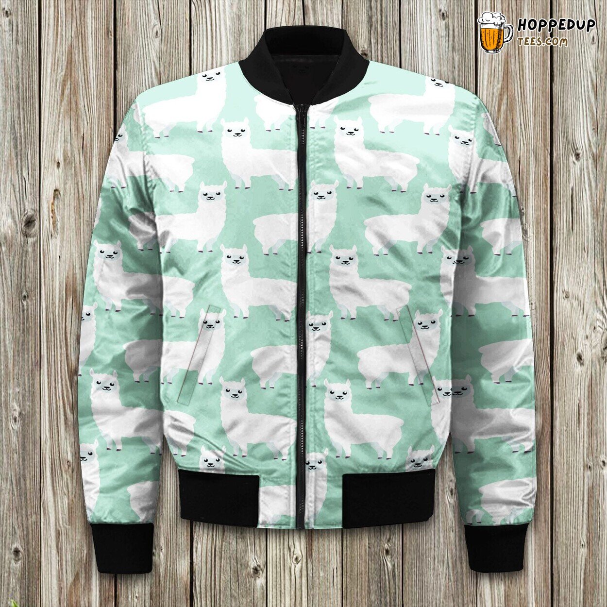 Majestic Alpaca Design Bomber Jacket Winter’s Mountain Warmth and Elegance