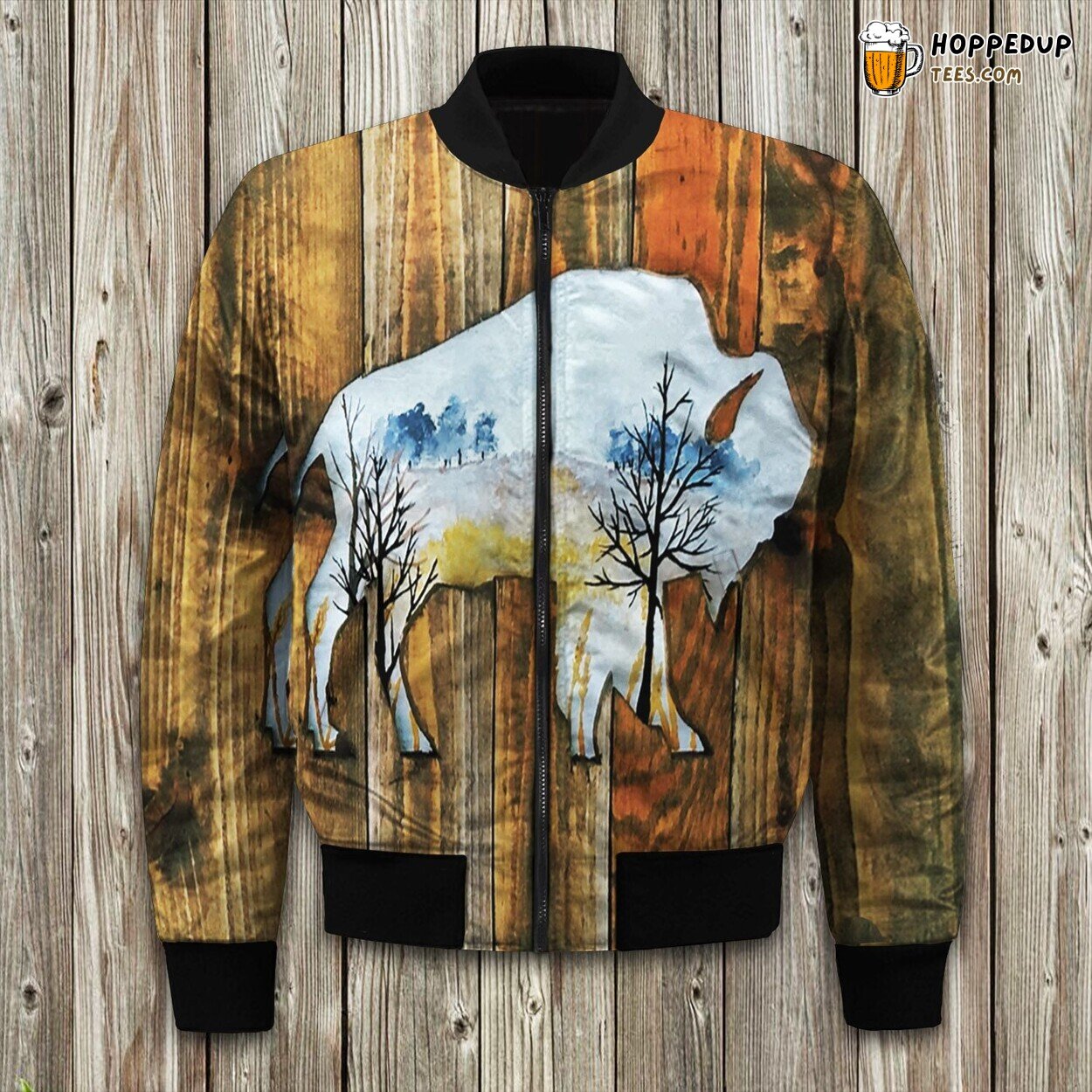 Majestic American Bison Winter Bomber Jacket Tailored Elegance Crafted