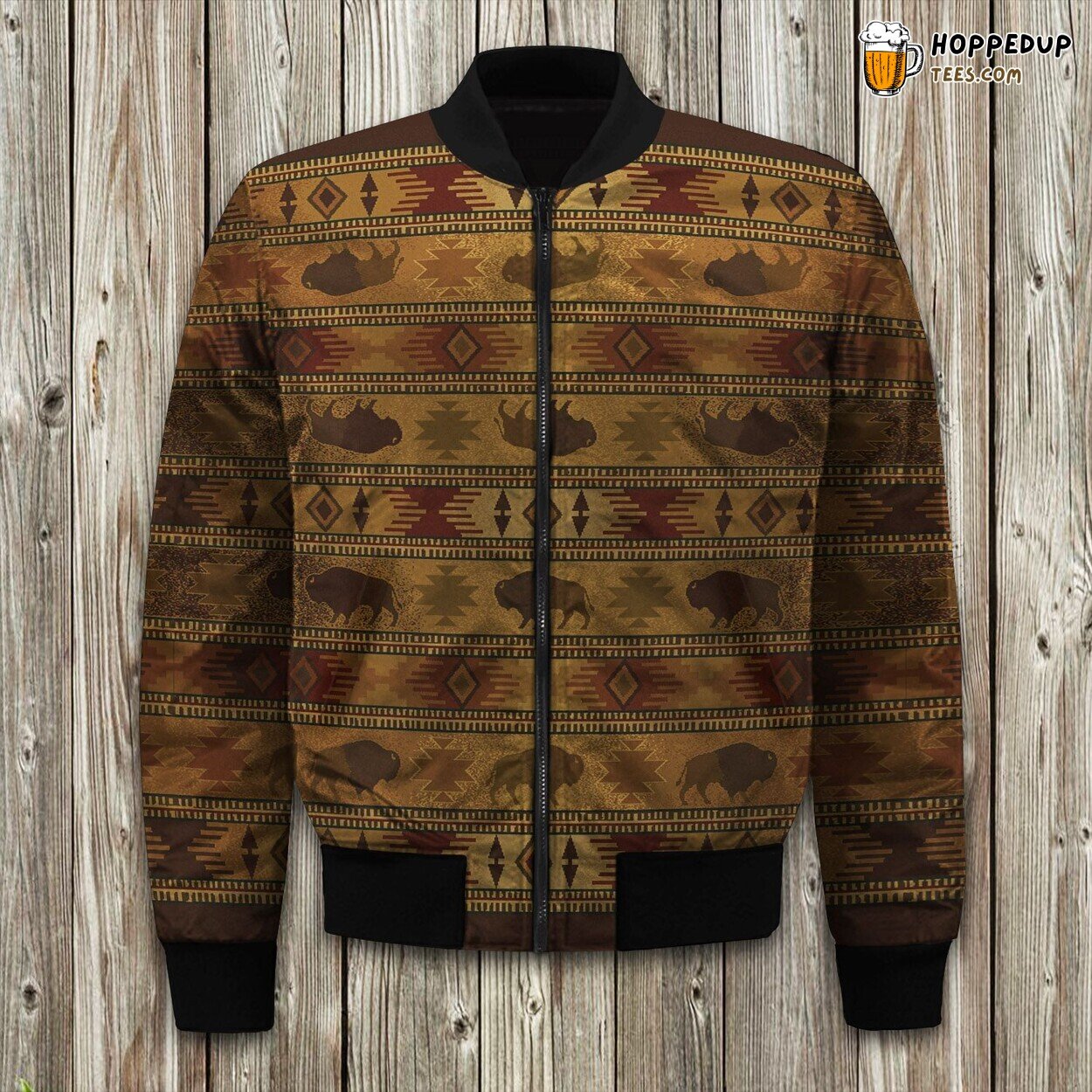 Majestic Bison Print Winter Bomber Jacket Tailored Unique Elegance Craft