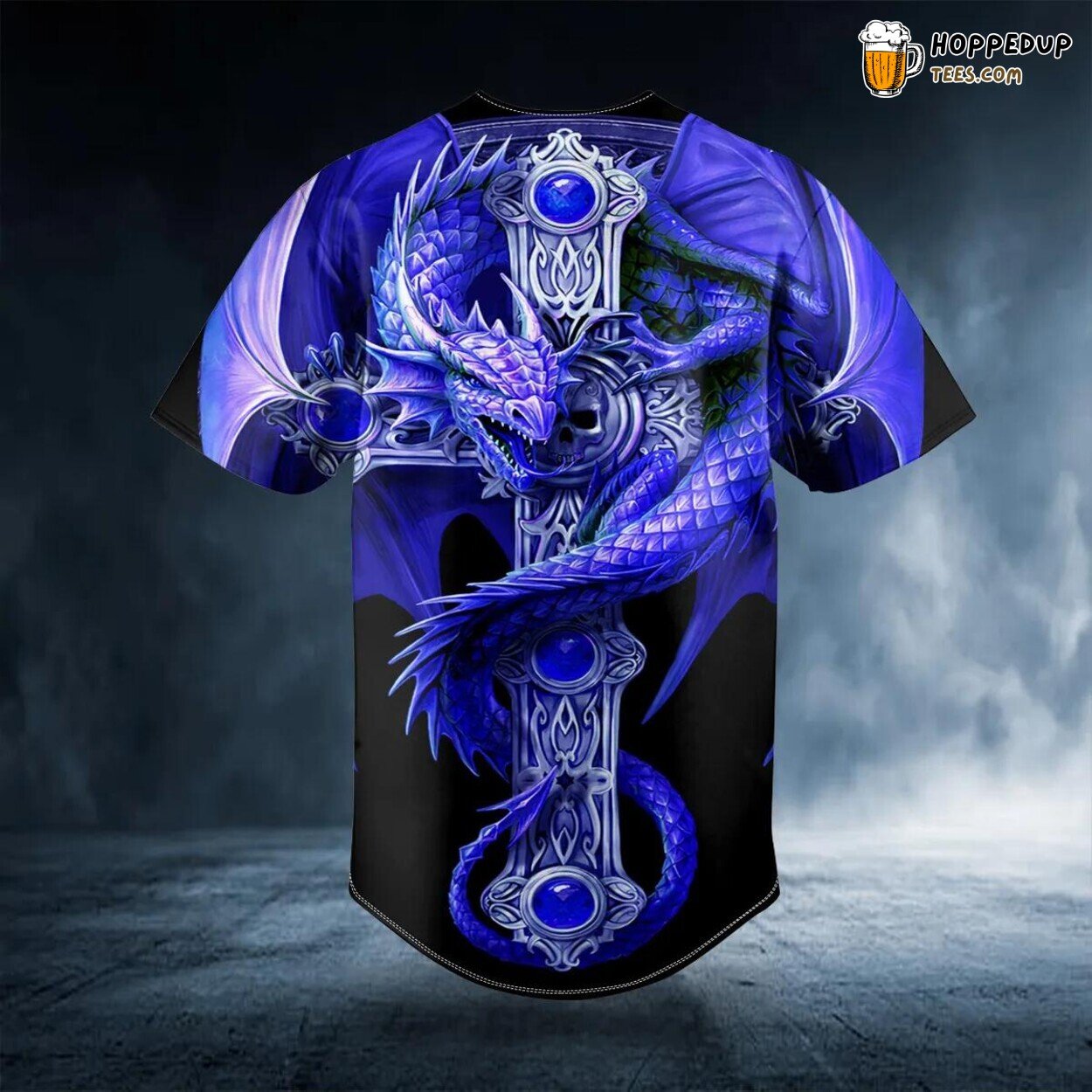 Majestic Blue Gothic Dragon Baseball Jersey Viking 3D Print Unique Design