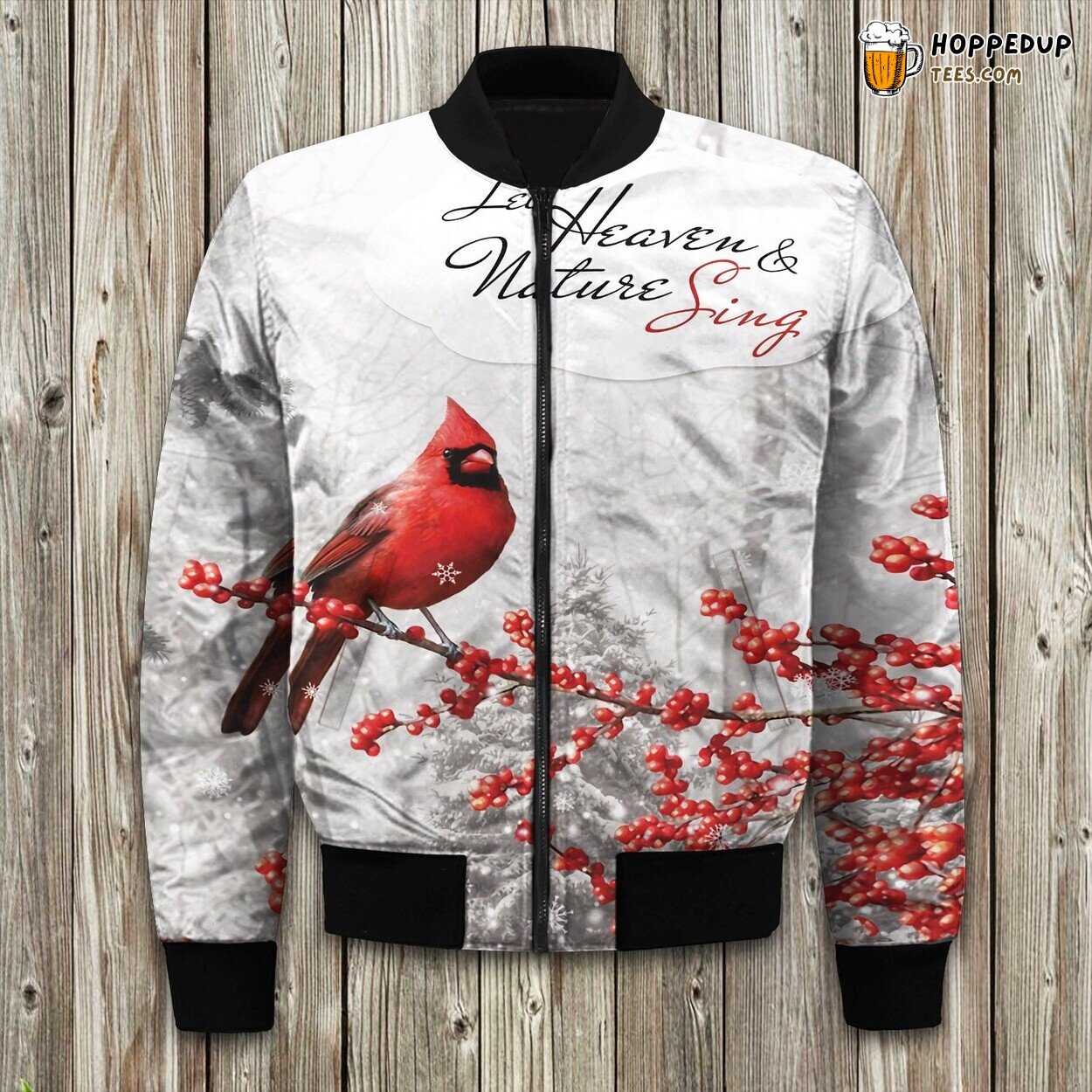 Majestic Cardinal Bird Winter Bomber Jacket Nature’s Elegance Displayed