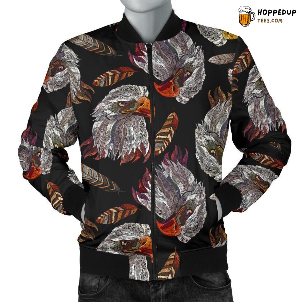 Majestic Eagle Display Men’s Bomber Jacket Unique Essence Pattern Design