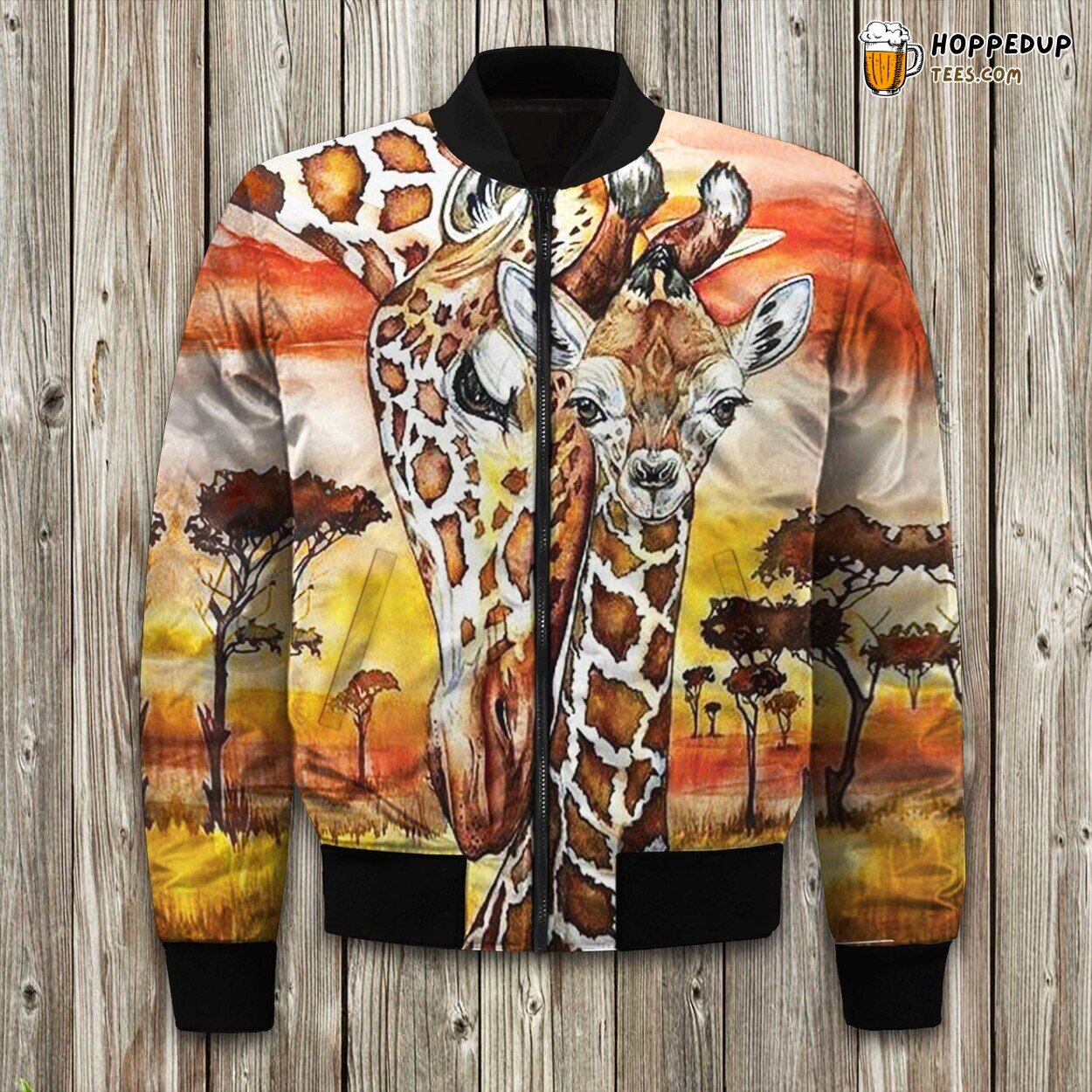 Majestic Giraffe Print Winter Bomber Jacket Wildlife Inspired Warmth