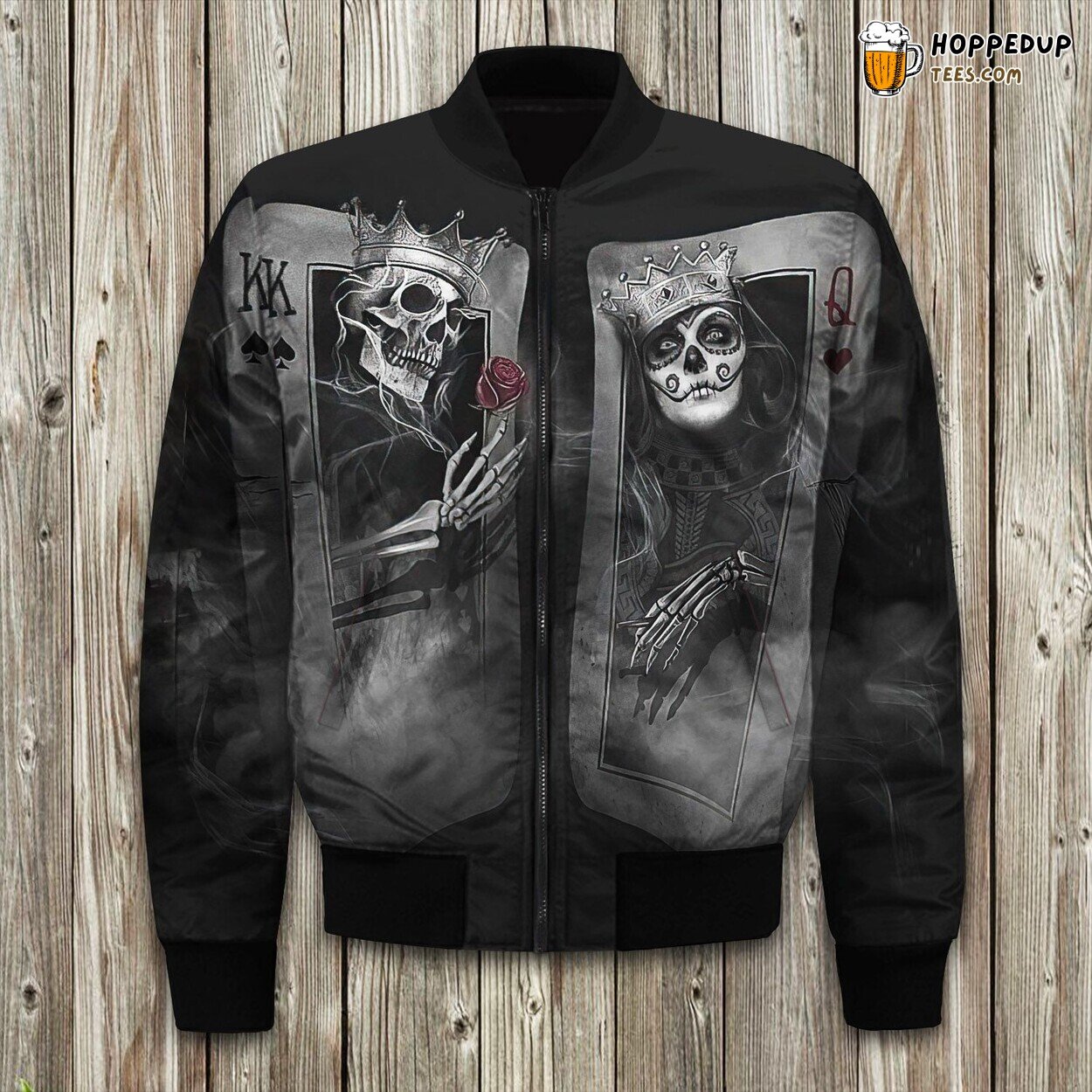 Majestic King Skull Card Essence Winter Bomber Jacket Elite Design Touch