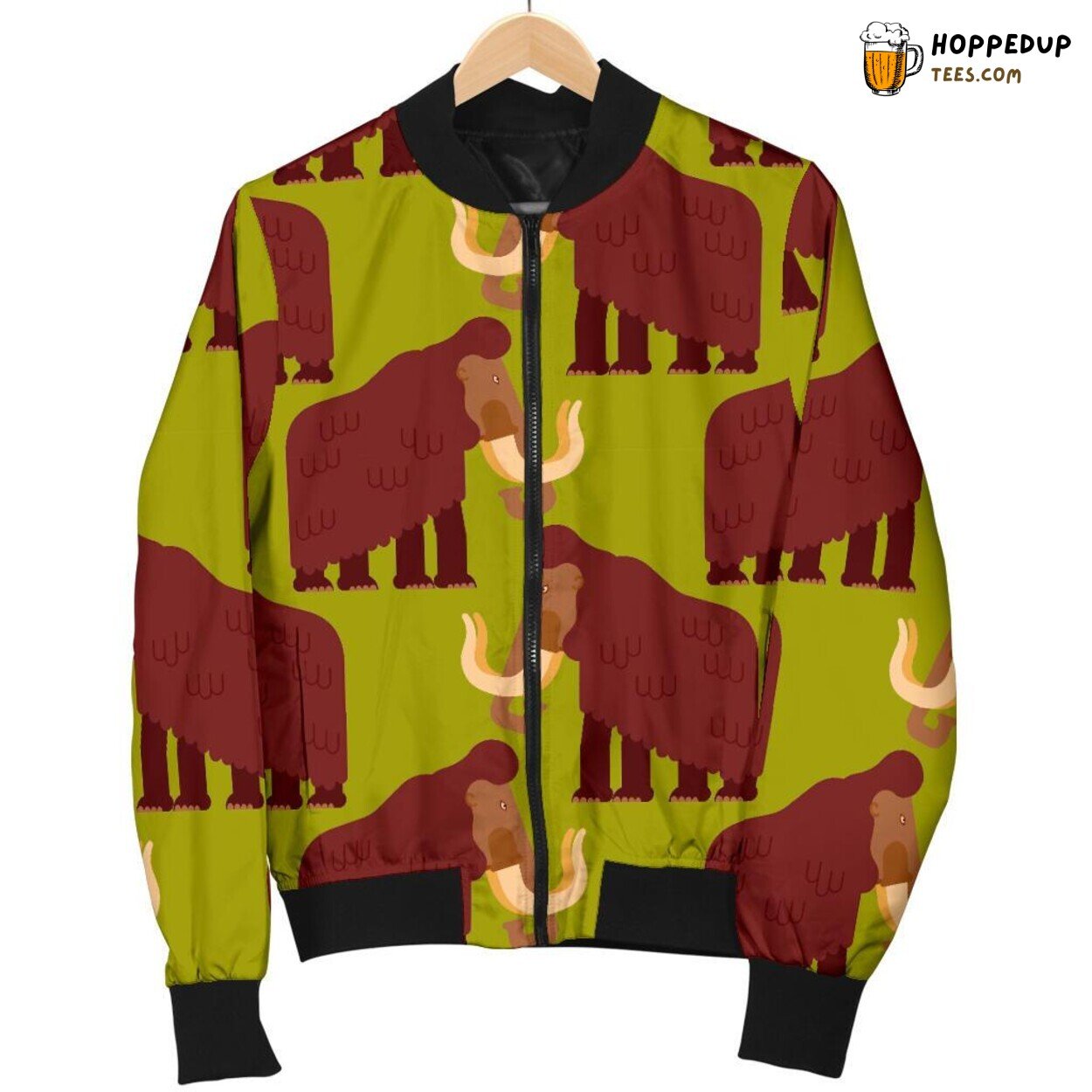 Majestic Mammoth Tribute Men’s Bomber Jacket Unique Pattern Design Showcase
