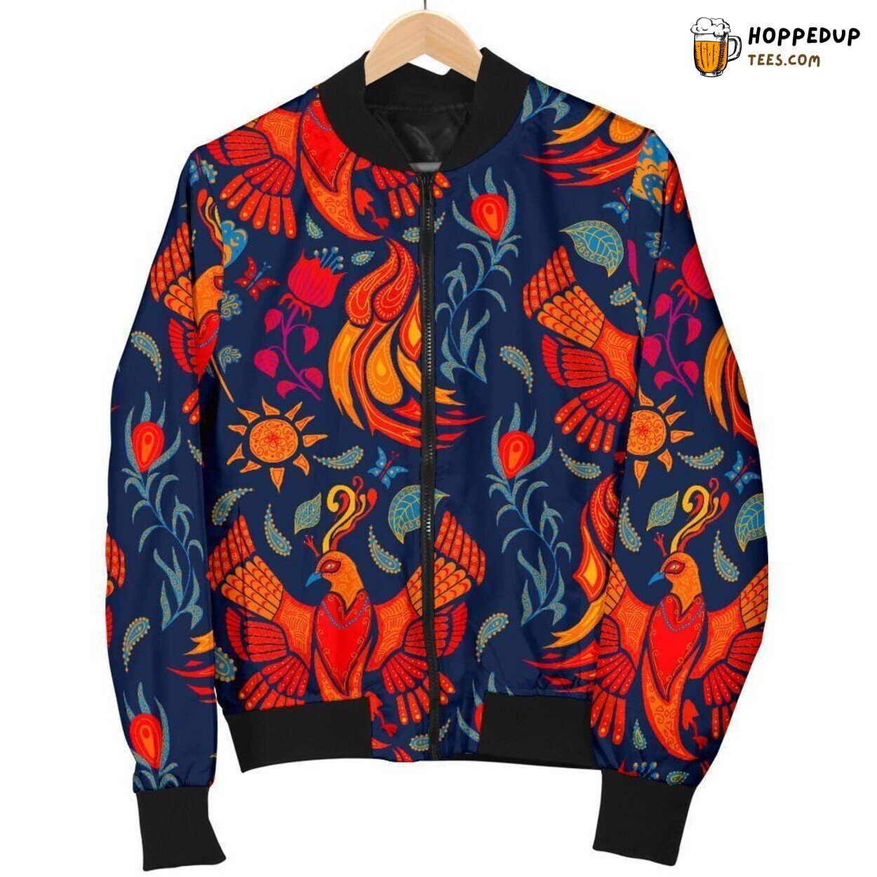 Majestic Phoenix Bird Display Men’s Bomber Jacket Unique Pattern Tribute