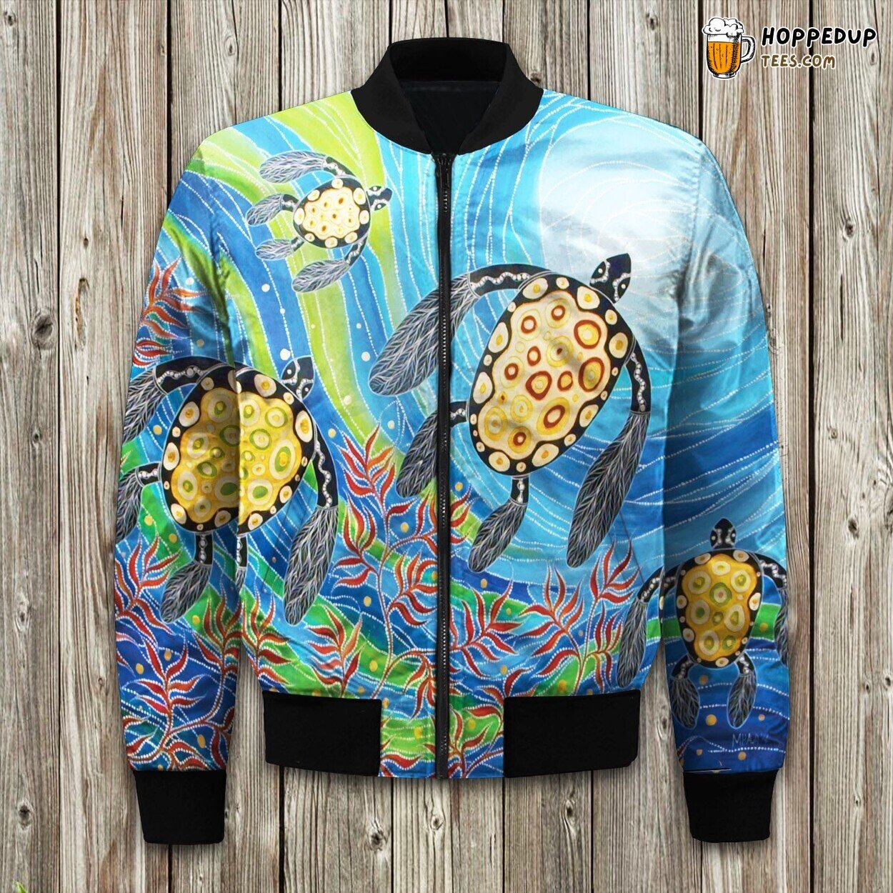 Majestic Sea Turtle Graphic Winter Ready Bomber Jacket Collection