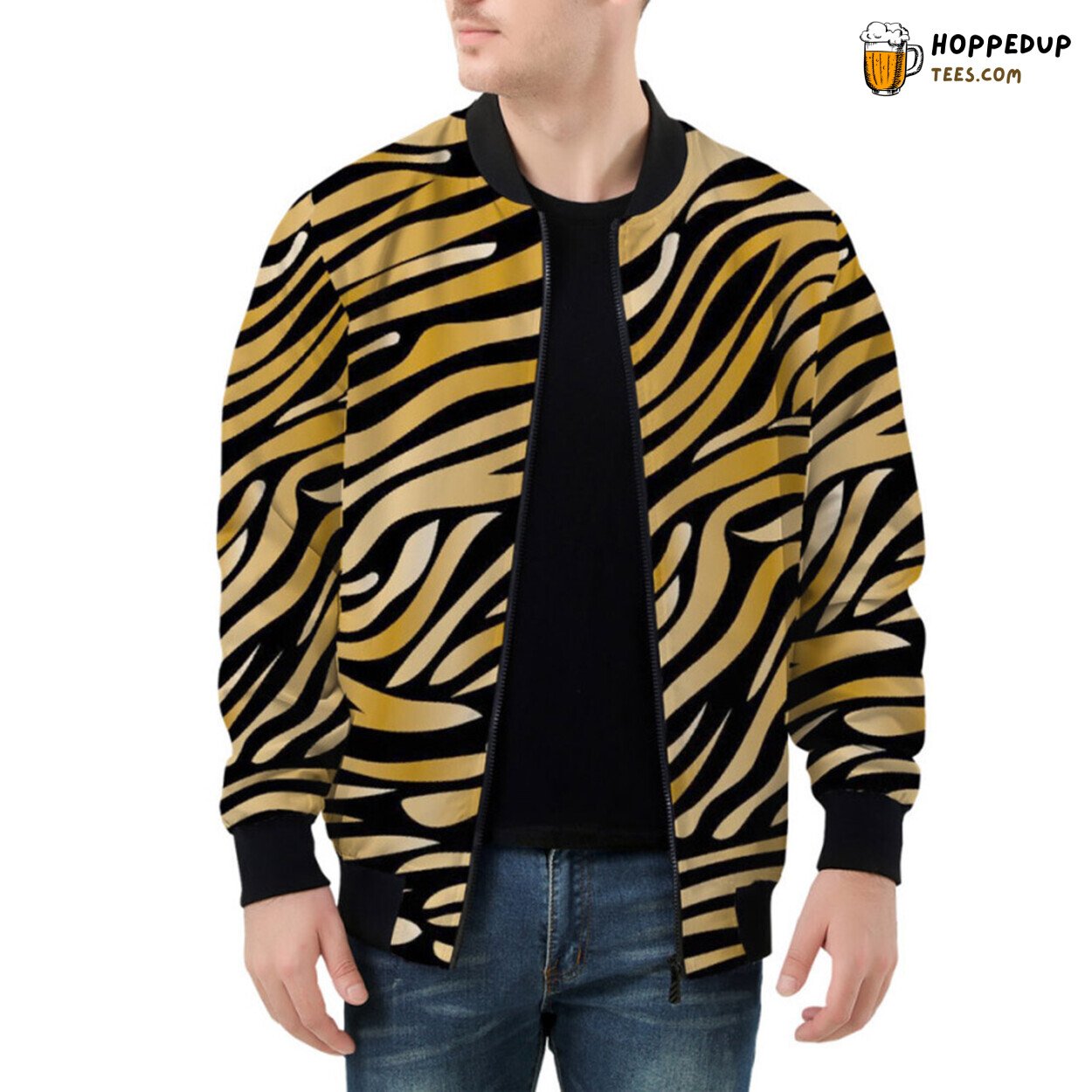 Majestic Tiger Pattern Craftsmanship Expressed in a Bomber Jacket