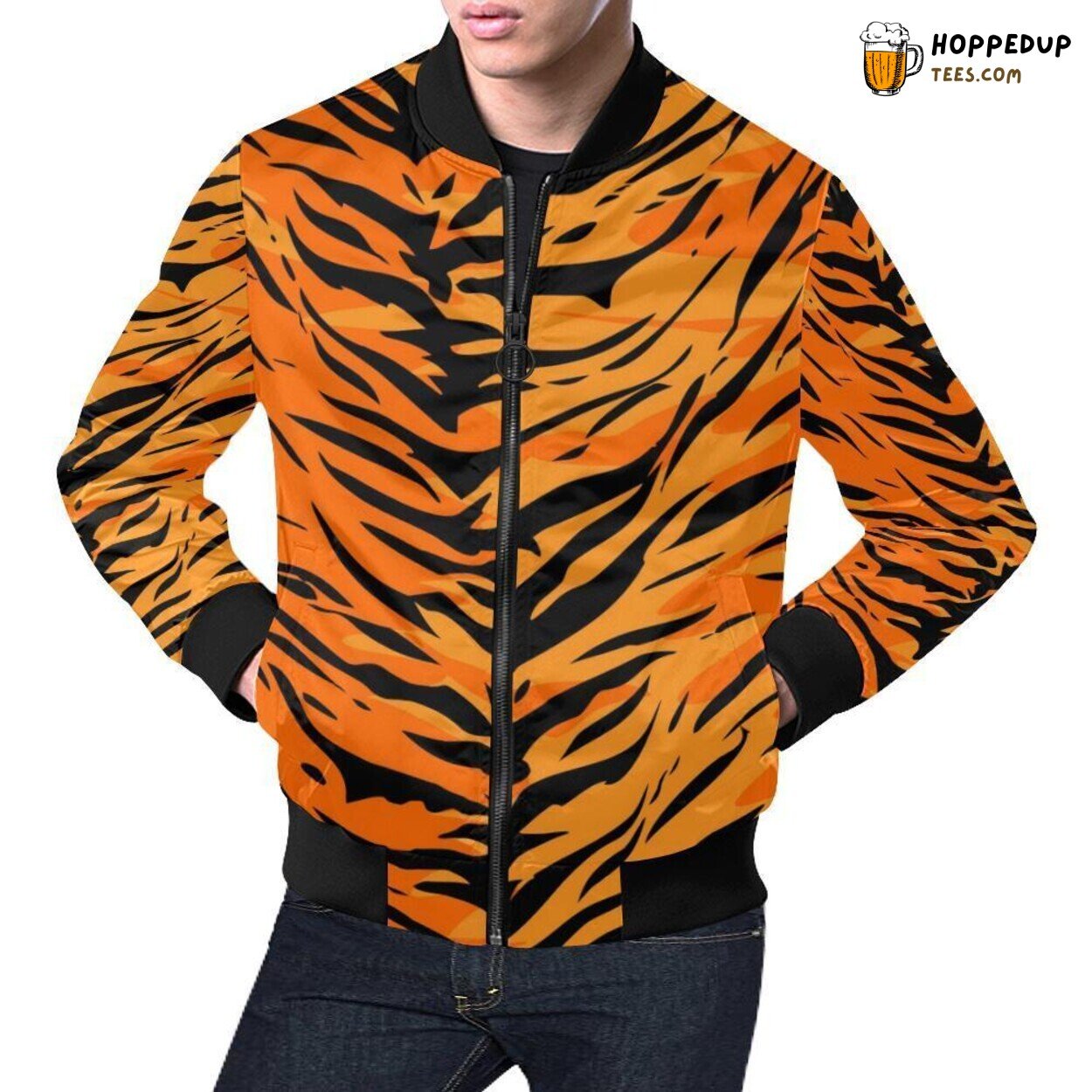 Majestic Tiger Print Design Men’s Bomber Jacket Wild Classic Fashion Statement