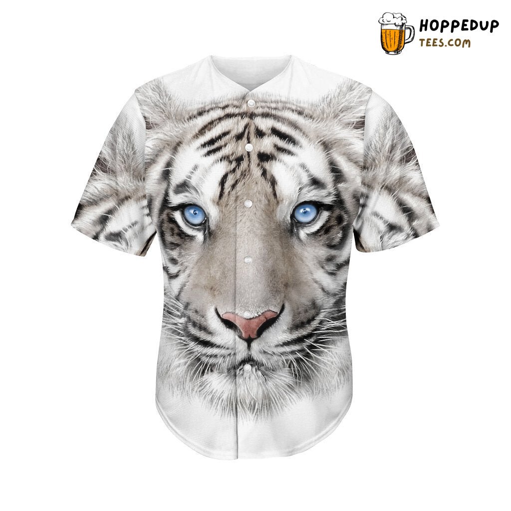 Majestic White Tiger Wildlife 3D Printed Baseball Jersey Nature