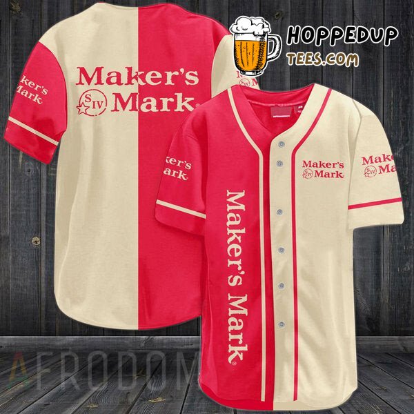 Maker’s Mark Beige Red Distinct Baseball Jersey Unique Inspired Design