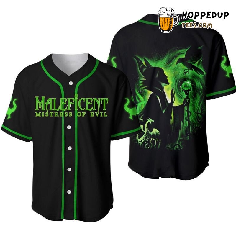 Maleficent Villain Black Green 3D Baseball Jersey Disney Graphic