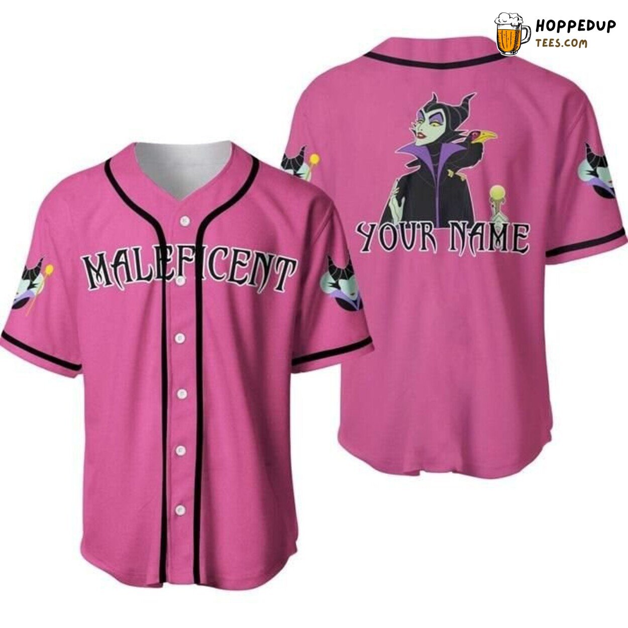 Maleficent Villain Black Pink Disney Graphic Unisex Baseball Jersey